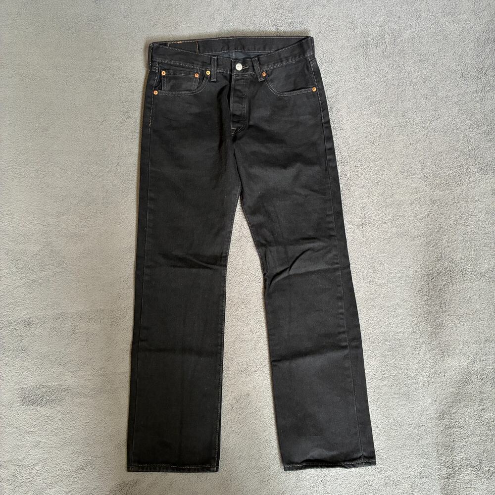 Levi's 501 Original Black Denim Button Fly Straight Leg Fit Jeans Men's Sz 31x30